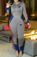 Grey Fashion Sportswear Print Patchwork Hooded Collar Long Sleeve Two Pieces