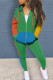 Army Green Casual Print Patchwork Zipper Hooded Collar Long Sleeve Two Pieces