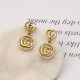 Gold Fashion Vintage Letter Hollowed Out Hot Drill Earrings