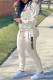 White Fashion Casual Print Letter Turndown Collar Long Sleeve Two Pieces