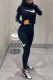 Black Fashion Casual Print Patchwork Long Sleeve Two Pieces