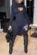 Black Sexy Print Hollowed Out Half A Turtleneck Skinny Jumpsuits