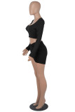 Burgundy Fashion Sexy Solid Asymmetrical Square Collar Long Sleeve Two Pieces