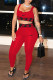 Red Fashion Casual Print Patchwork U Neck Sleeveless Two Pieces