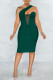 Ink Green Fashion Sexy Solid Split Joint Backless One Shoulder Sleeveless Dress Dresses