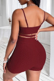 Royal Blue Fashion Sportswear Solid Patchwork Backless Spaghetti Strap Sleeveless Two Pieces