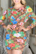Brown Fashion Sexy Print Patchwork O Neck One Step Skirt Dresses