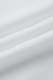 White Fashion Casual Solid Basic Turndown Collar Plus Size Set