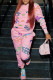 Pink Fashion Casual Long Sleeve Hooded Collar Regular Sleeve Regular Print Two Pieces