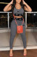 Grey Fashion Casual Print Patchwork U Neck Sleeveless Two Pieces