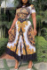 Black Fashion Casual Print Basic O Neck Short Sleeve Pleated Dresses