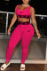 Rose Red Fashion Casual Print Patchwork U Neck Sleeveless Two Pieces