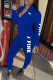 Peacock Blue Fashion Casual Print Letter Long Sleeve Two Pieces