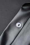 Black Fashion Casual Solid Asymmetrical Turndown Collar Tops