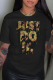 Black Casual Daily Print Patchwork O Neck T-Shirts