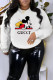 White Fashion Casual Print Patchwork O Neck T-Shirts