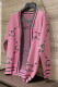 Pink Fashion Casual Letter Patchwork Tops