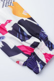 Multicolor Fashion Casual Print Basic V Neck Long Sleeve Dresses