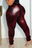 Red Sexy Print Split Joint Plus Size 