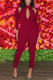 Red Sexy Solid Hollowed Out Patchwork O Neck Regular Jumpsuits