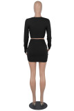 Burgundy Fashion Sexy Solid Asymmetrical Square Collar Long Sleeve Two Pieces