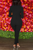 Red Sexy Solid Hollowed Out Patchwork O Neck Regular Jumpsuits