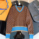 Camel Fashion Vintage Print Patchwork V Neck Tops