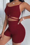 Royal Blue Fashion Sportswear Solid Patchwork Backless Spaghetti Strap Sleeveless Two Pieces