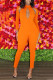 Tangerine Red Sexy Solid Hollowed Out Patchwork O Neck Regular Jumpsuits