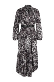 Multicolor Fashion Casual Print Asymmetrical Long Sleeve Dresses