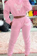 Pink Casual Print Patchwork Hooded Collar Long Sleeve Two Pieces