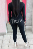 Black Casual Solid Patchwork Hot Drill O Neck Regular Jumpsuits