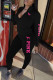 Black Fashion Casual Print Letter Long Sleeve Two Pieces