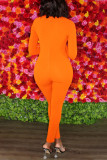 Red Sexy Solid Hollowed Out Patchwork O Neck Regular Jumpsuits