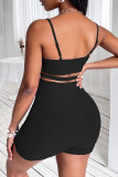 Royal Blue Fashion Sportswear Solid Patchwork Backless Spaghetti Strap Sleeveless Two Pieces