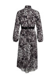 Multicolor Fashion Casual Print Asymmetrical Long Sleeve Dresses
