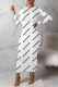 White Casual Print Patchwork O Neck Pencil Skirt Dresses