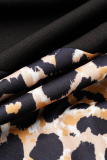 Leopard Print Casual Leopard Camouflage Print Patchwork Hooded Collar Long Sleeve Two Pieces