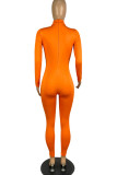 Red Sexy Solid Hollowed Out Patchwork O Neck Regular Jumpsuits