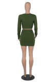 Burgundy Fashion Sexy Solid Asymmetrical Square Collar Long Sleeve Two Pieces