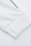 White Fashion Casual Solid Basic Turndown Collar Plus Size Set