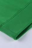 Green Casual Solid Split Joint O Neck Tops