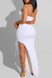 Pink Fashion Sexy Solid Hollowed Out Backless Strapless Irregular Dress