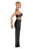 Pink Fashion Sexy Solid Hollowed Out Backless Strapless Irregular Dress