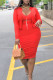 Red Casual Print Patchwork U Neck Long Sleeve Two Pieces
