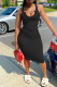 Black Sexy Casual Solid Basic U Neck Vest Dress