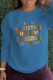 Blue Fashion Vintage Print Patchwork Letter O Neck Tops