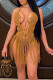 Brown Sexy Solid Hollowed Out Patchwork Frenulum Swimwears Cover Up