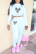 White Casual Print Patchwork Half A Turtleneck Long Sleeve Two Pieces