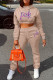 Khaki Fashion Casual Letter Print Basic Hooded Collar Long Sleeve Two Pieces